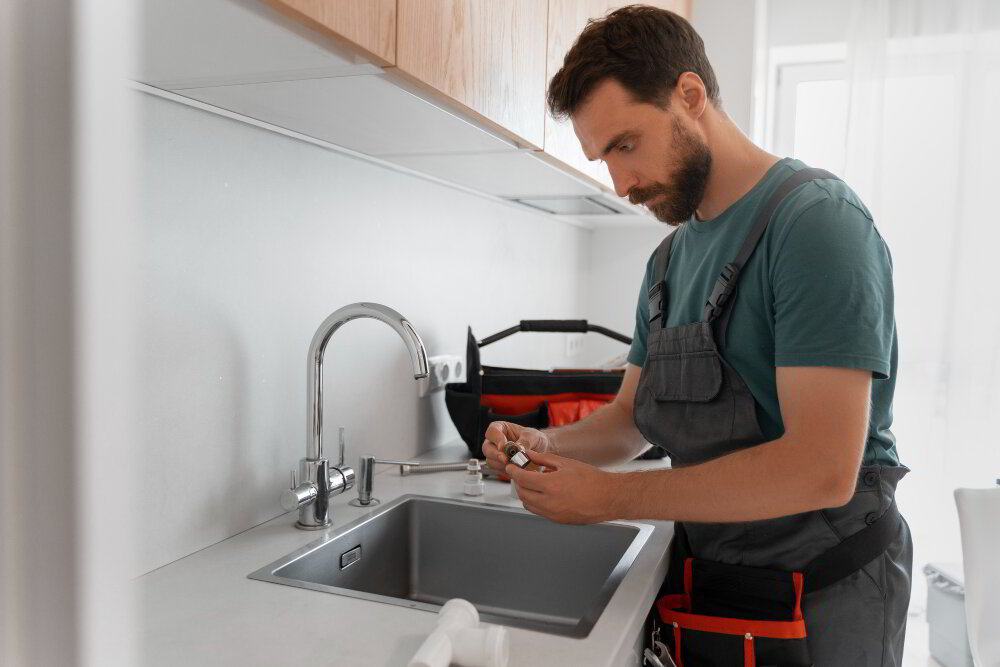 TK Plumbing technician repairing sink pipe in Sarasota
