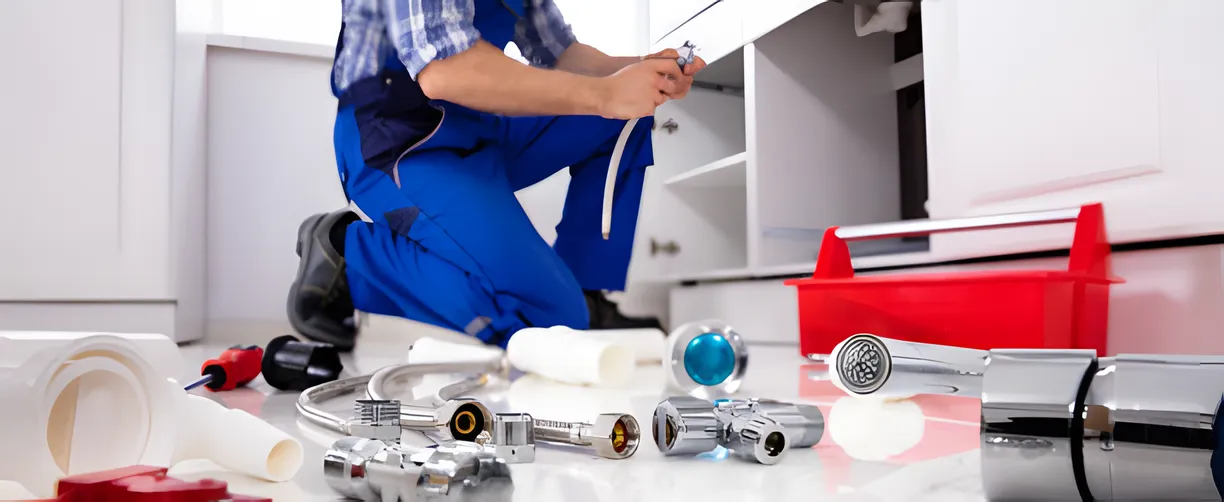 TK Plumbing technician installing bathroom fixture in Sarasota Florida home