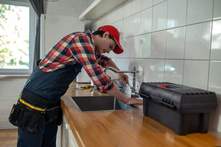 TK Plumbing technician repairing kitchen fixture in Osprey FL